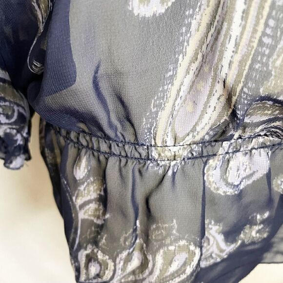 SHEER Paisley Chiffon Tunic Blouse 💚🌻 - Picture 7 of 10